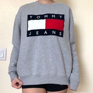 Grey Tommy Jeans 90’s Logo Sweatshirt from Urban